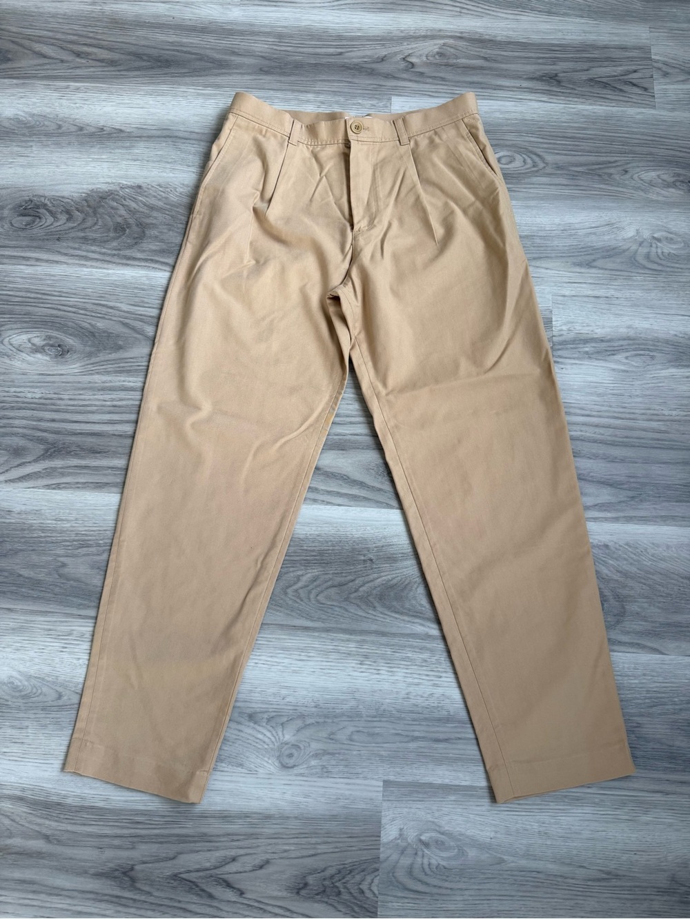 COS Men's Tan Pleated Chino Trousers